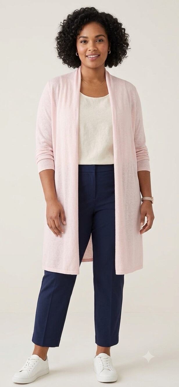 J Jill Wearever Lightweight Open Cardigan Pink Sweater Womens Medium Petite MP
